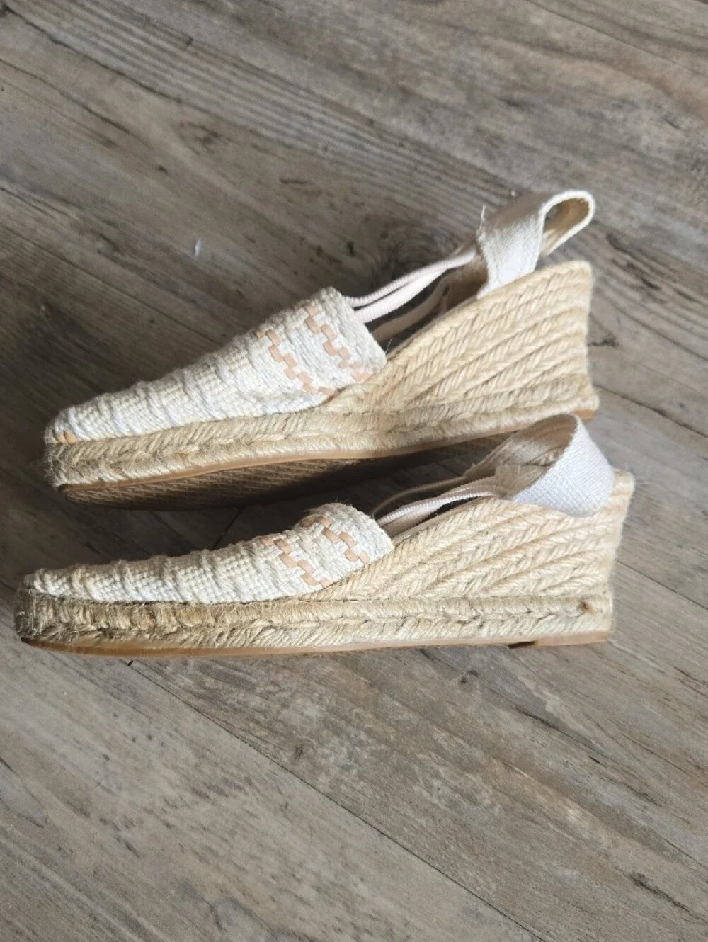 Sesto Meucci Cream Woven Espadrille Slingback Flats